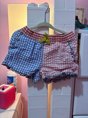Boden Gingham Patchwork Shorts - Pink, Blue & Yellow